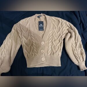 Men's Cable Knit Button Cardigan Sweater - Tan